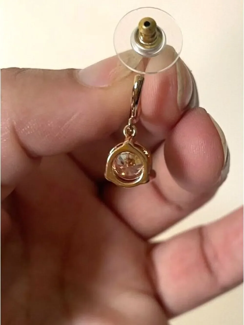 Kate Spade New York Patina Pave Drop Earrings Rose Gold Crystal Hoop NWOT